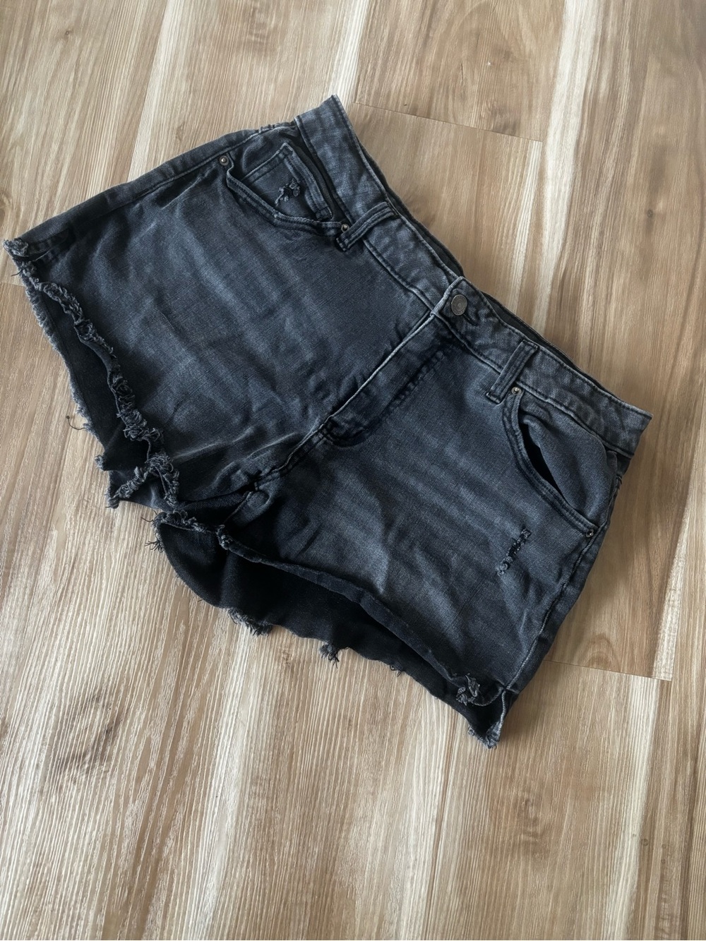 Time and Tru Black Distressed Frayed Hem Jean Shorts